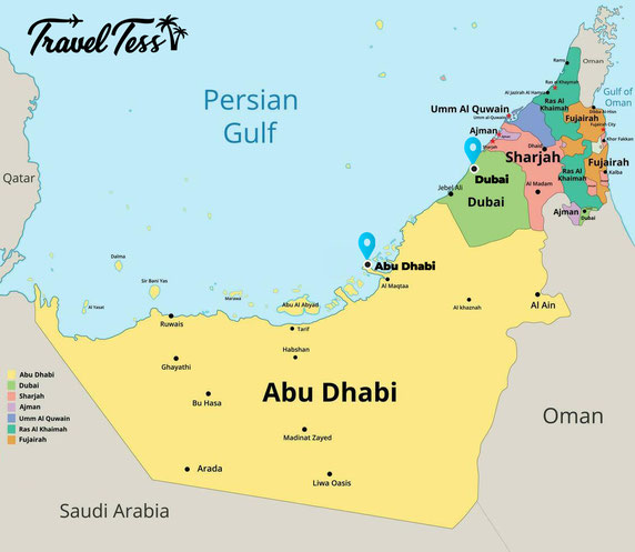 Kaart van de Verenigde Arabische Emiraten