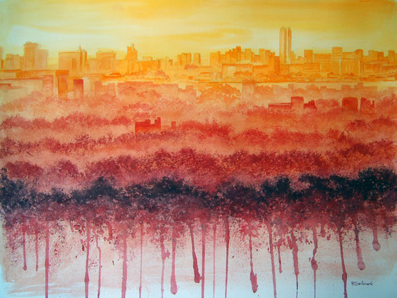 Coexistencias, 2016, acuarela sobre papel, 58x77 cm.