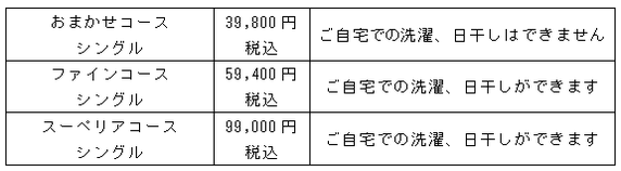 仕立て直し料金表