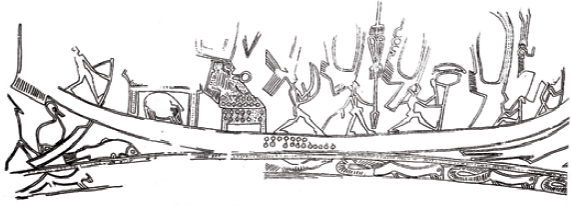 Fig. 7. Vilabouly old drum. Boat decoration schema on the mantle.