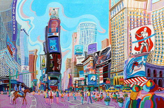 TIMES SQUARE (NUEVA YORK). Oleo sobre lienzo. 97 x 146 x 3,5 cm.