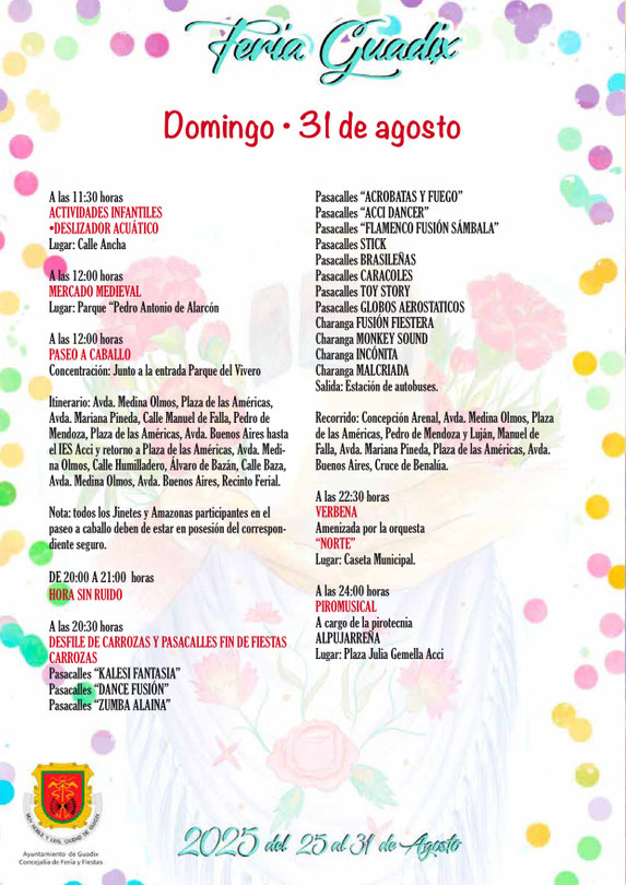 Programa del Mercado Medieval y Feria de Guadix