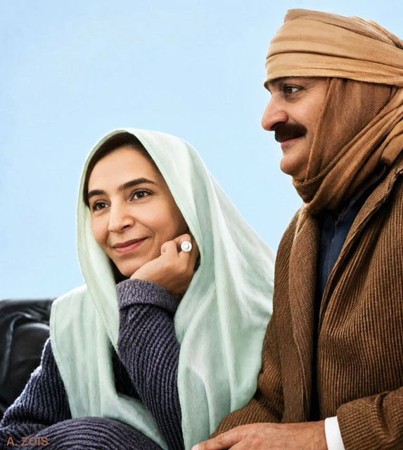 1939 : Meher Baba with Mehera at Benares, India. Image rendered by Anthony Zois.