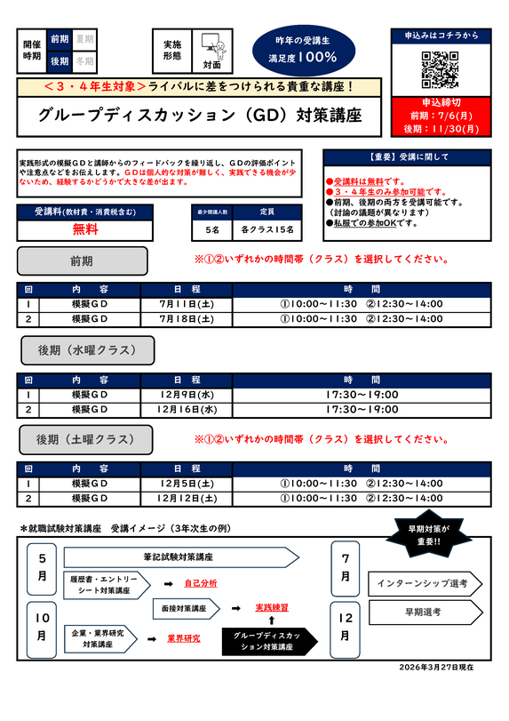 グループディスカッション（GD）対策講座カリキュラム