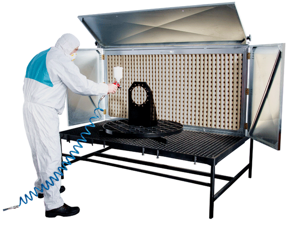 AirMex FSW-1 Farbspritzwand – Lackierwand mit Arbeitstisch und integrierter Absaugung für Handarbeitsplätze
