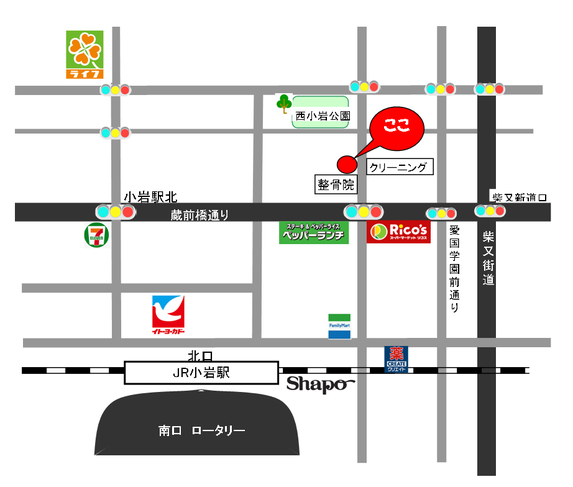 せんたくウサギ西小岩店への略図