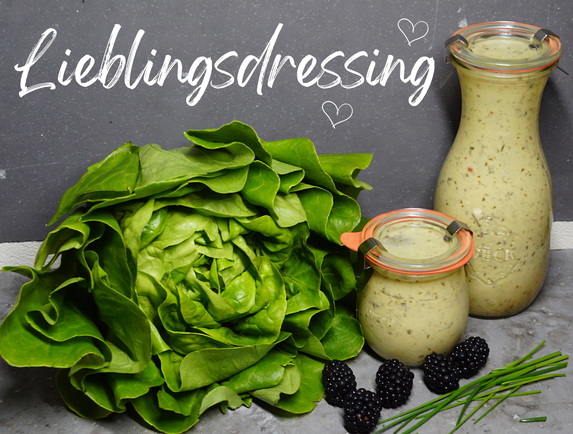 cremiges Salatdressing mit Joghurt, Saurer Sahne und Kräutern