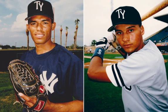 Due giovanissimi Mariano Rivera sx e Derek Jeter dx