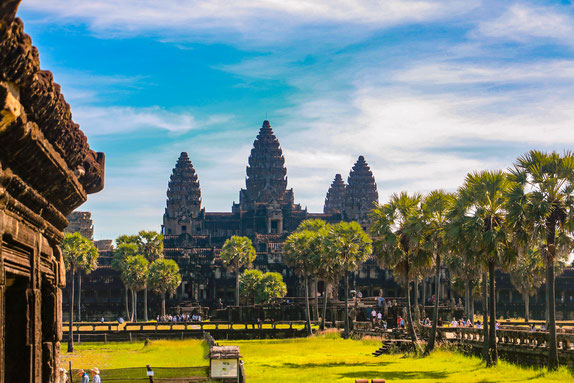 Bekanntester Tempel Angkor Wat in der Nähe von Siem Reap