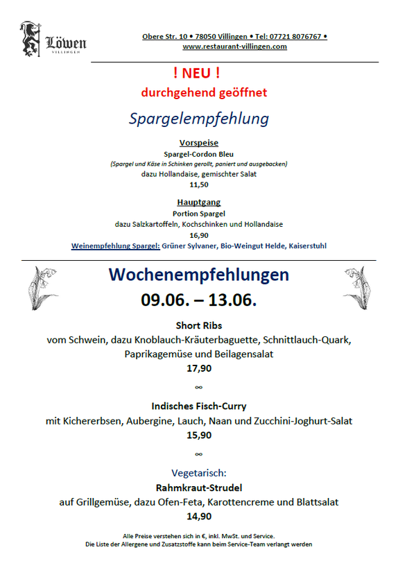 Mittagstisch Lunch Villlingen Gasthaus Löwen Tschortsches Room Mittagessen Restaurant Tagesessen Innenstadt Villingen-Schwenningen
