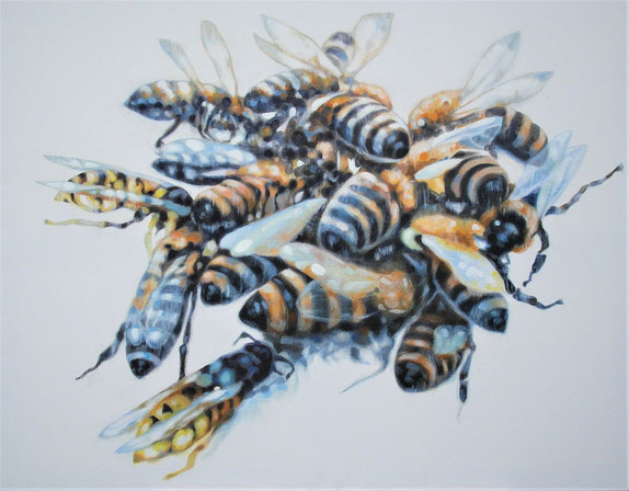 MMR 2020, Wildbienen, Öl auf Leinwand, 60 x 70 cm