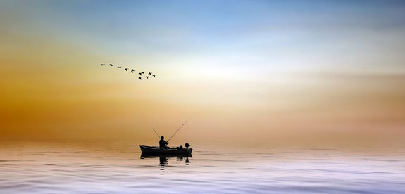 Entspannung; Entspannungsübungen; Ruhe; Angler; Meer;