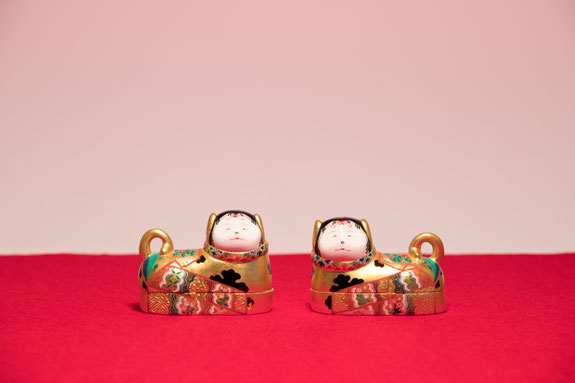 コレクター収集品 日展作家 木彫 「狛犬」 中村博直刀 中村珠子鑑