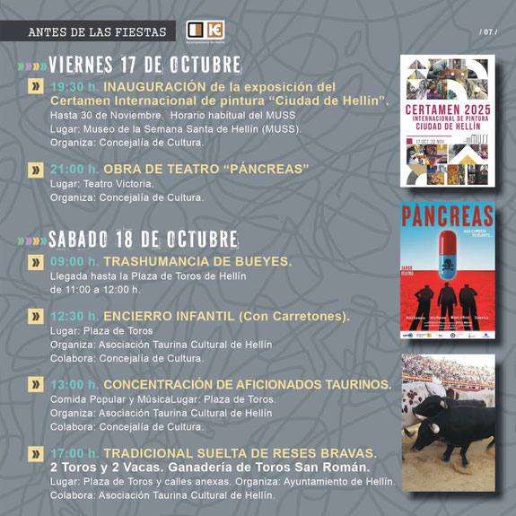 Programacion de las fiestas de San Rafael y Mercado Medieval de Hellin