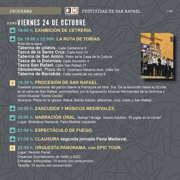 Programacion de las fiestas de San Rafael y Mercado Medieval de Hellin
