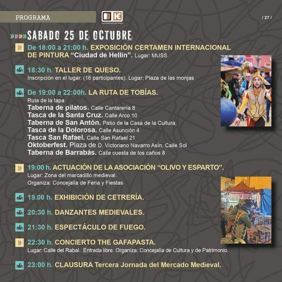 Programacion de las fiestas de San Rafael y Mercado Medieval de Hellin