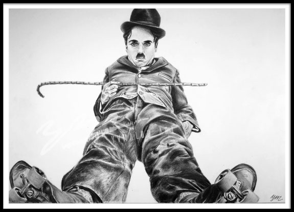 Charlie Chaplin, Stummfilm, Silentmovie, legend, chaplin, graphite drawing, zeichnung, portraitzeichnung, portrait, yvmalou, yvonne wegemund