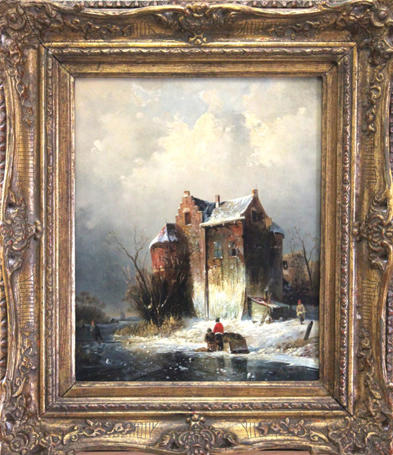 te_koop_aangeboden_een_schilderij_met_een_wintergezicht_van_de_schilder_charles_henri_joseph_leickert_1816-1907