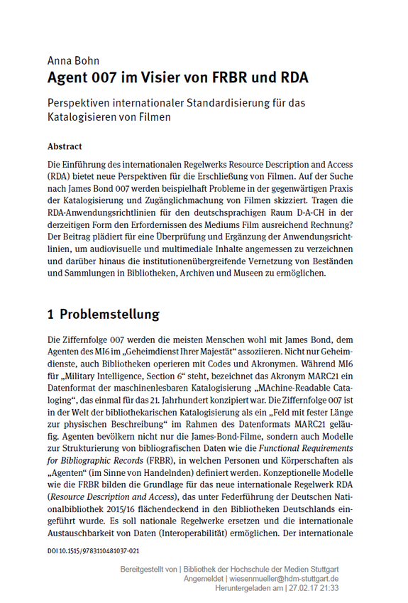 Der Beitrag von Anna Bohn in der Festschrift für Petra Hauke