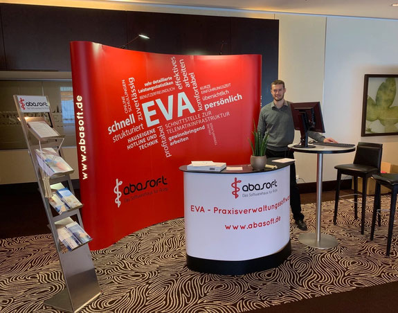 abasoft EDV-Programme GmbH EVA elektronisch verwaltete Arztpraxis Messe Vertrieb Messestand Popup Stand