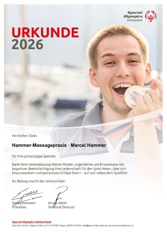 Logo von Special Olympics Switzerland – Sponsoring durch die Hammer‑Massagepraxis in Staufen bei Lenzburg