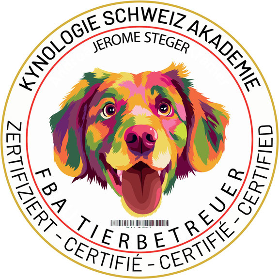 Badge zur Zertifizierung als Fachausweis Tierbetreuer (FBA) von Jérôme Steger