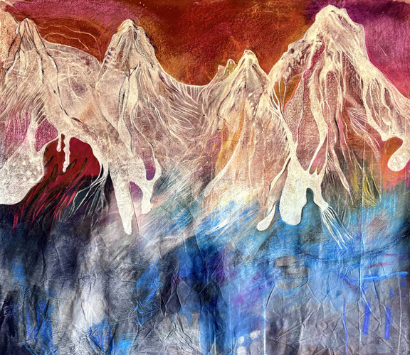 Zeitzeichen (0-9-8k) 24-25 / 140x140cm / Schichtungen auf Leinwand