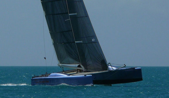 Catamaran Cynophobe racing at Airlie Beach