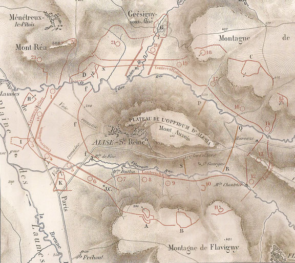 Carte 4 : Plan d'Alésia, publié par Napoléon III dans son Histoire de Jules César en 1866