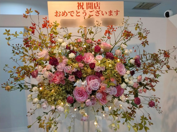 光るLEDスノーマン使用スタンド花