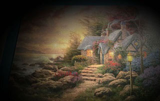 Puzzle professionell eingerahmt.