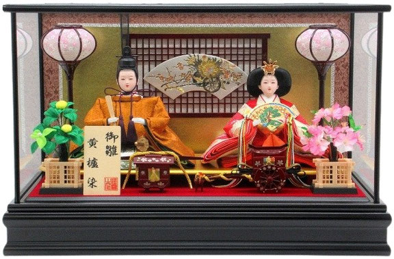 ひな人形 親王飾りケース入 三五2人 四角 黒塗り（S3317）