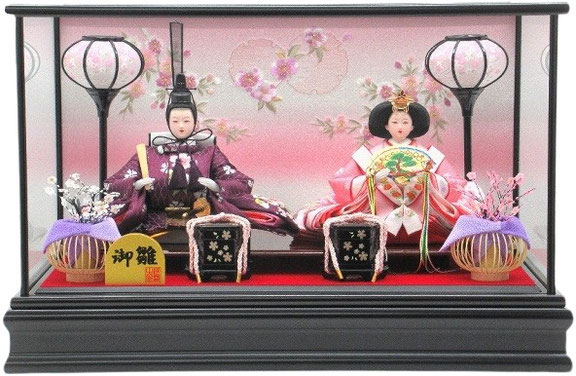 ひな人形 親王飾りケース入 小三五2人 四角 黒塗り（S3324）