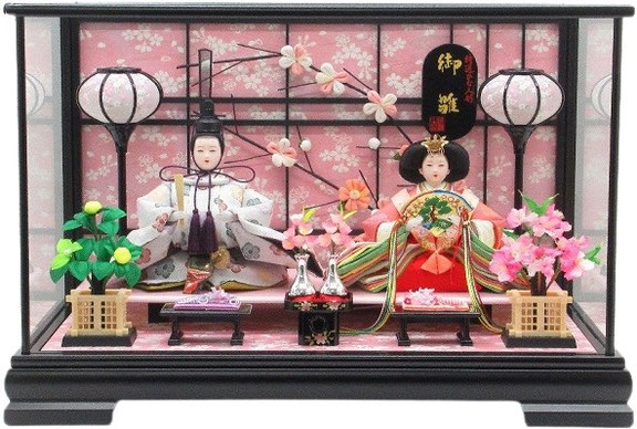 ひな人形 親王飾りケース入 三五2人 四角 黒塗り（S3351）