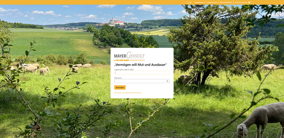 Ein PC mit Anmeldemaske für die Finance Cloud