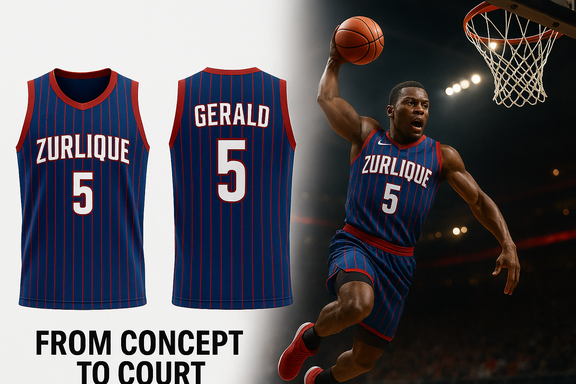 ChatGPT said: Great! Here's a polished caption and alt text for your image, optimized for SEO and clarity:  ✅ Image Caption (for viewers): "From Concept to Court: ZURLIQUE full sublimation basketball jersey brought to life — custom-designed, precision-mad