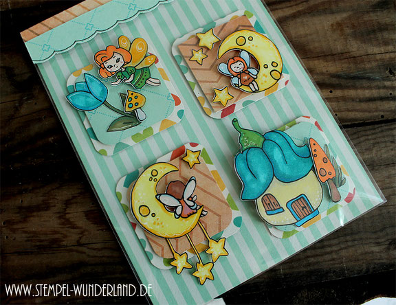 Card Candy Fee Mond Stern Feenhaus Pilz bunt Scrapbooking Stempel Digi Stamps von www.stempel-wunderland.de