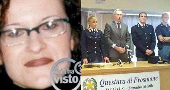 Un momento della conferenza stampa della polizia al ritrovamento del corpo a cui seguì l'arresto di Cianfarani