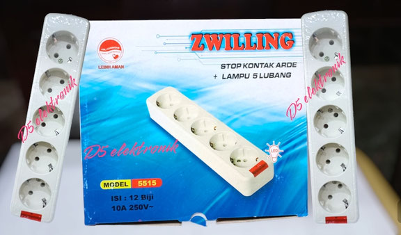 Stop kontak zwilling 5 lubang lampu asli kuningan
