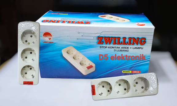 Stopkontak arde+ lampu 3 lubang ZWiLLiNG asli kuningan