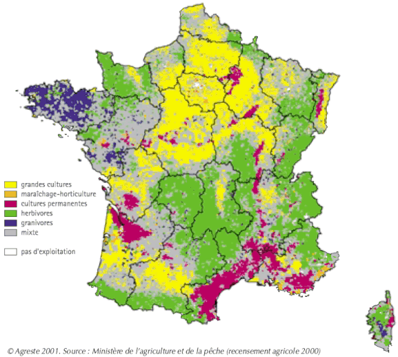 Carte française des grandes régions agricoles. Source : http://www.cartesfrance.fr