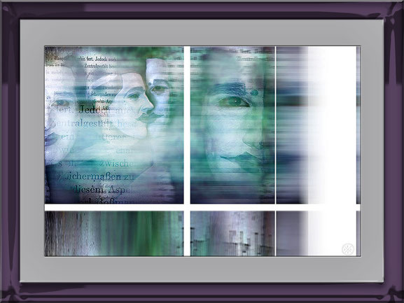 Exponattitel: Zentralgestalt - 30 x 45 / mit Passepartout in silber und Nielsen Metallrahmen, 45 x 60, violett-metallic - Preis: unverkäuflich - © by Pelz Kreativ 2017
