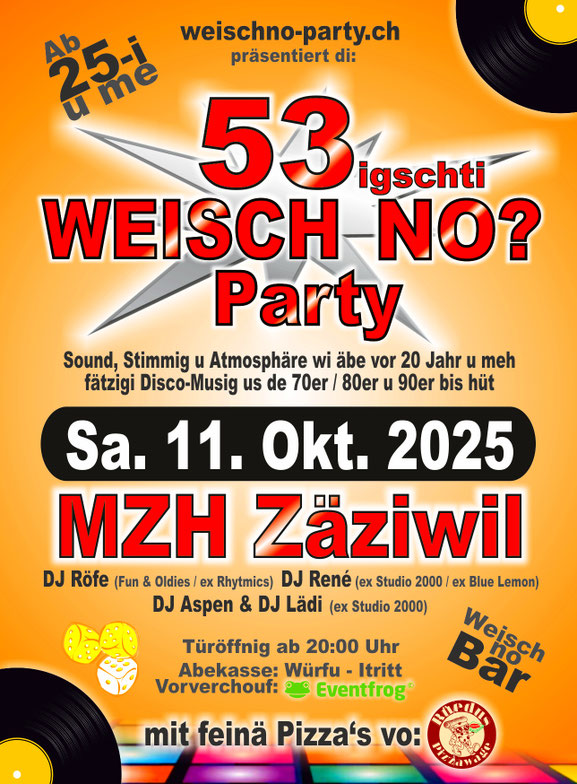 Flyer Weisch no? Party Zäziwil 2025