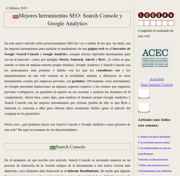 Análisis SEO de una web con Web Developer: encabezamientos H1, H2, H3...