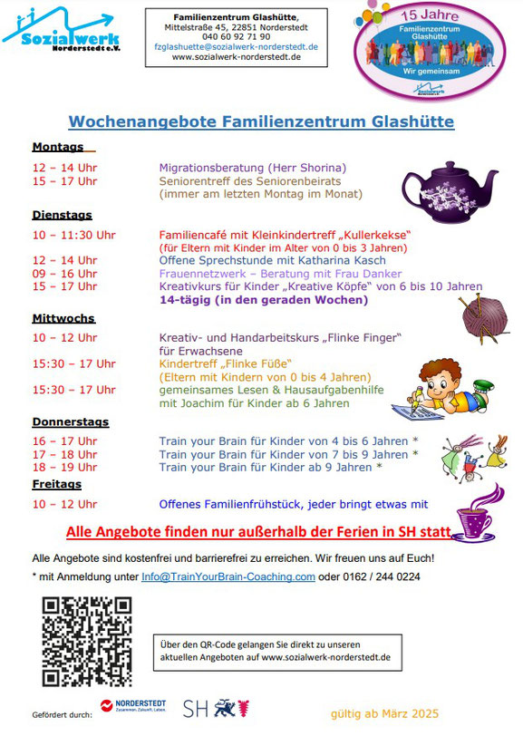 Familienzentrum Glashütte Wochenplan ab 01.01.2025