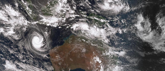 Satellite image of Tropical Cyclone Marcus off the Western Australian coast 22/03/2018 Image from Bom.