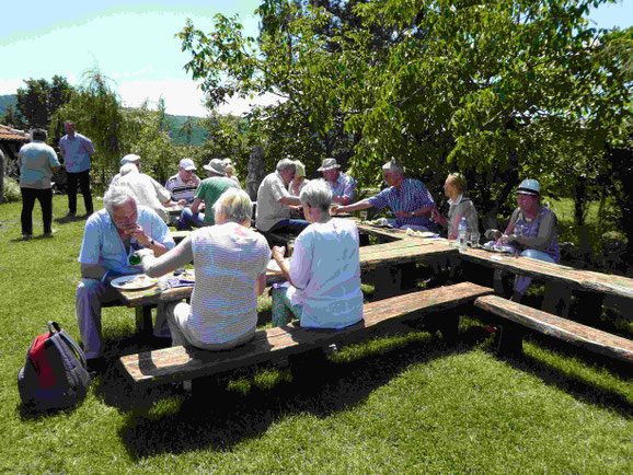 TKK-Mitglieder beim Picknick mit Blick auf die Donau vor  Kladovo