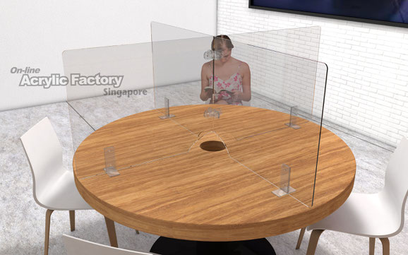 Acrylic shield Type4 round table with access hole