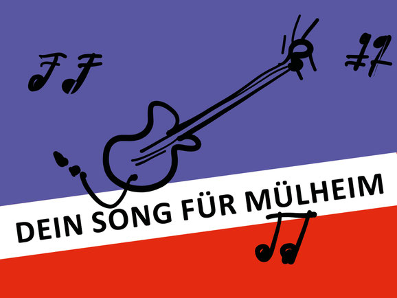 Dein Song für Mülheim. Die Köln-Mülheimer Farben sind Blau, Weiß und Rot.