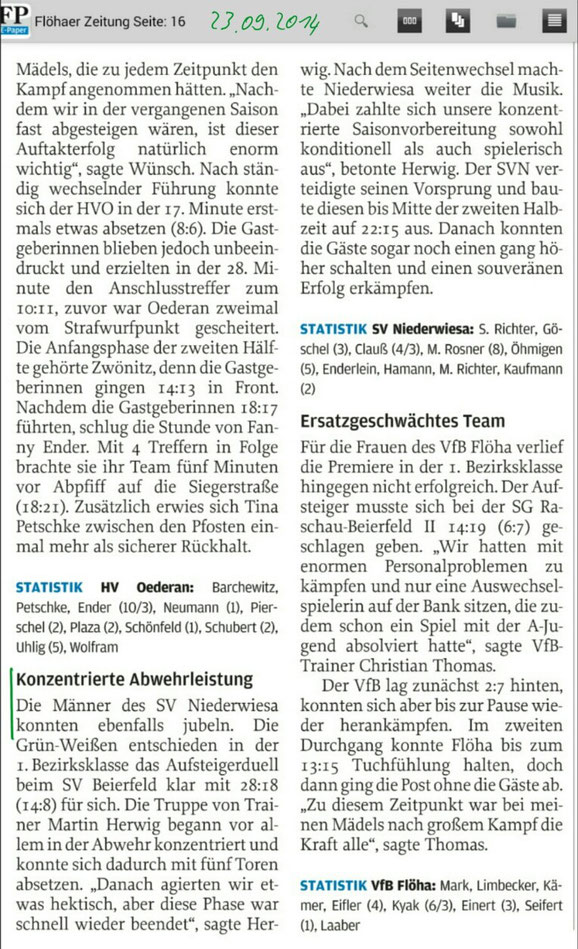 Danach: Freie Presse Flöha vom 23.09.2014